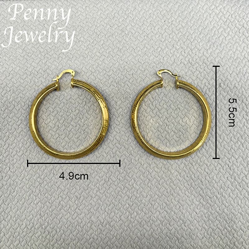 Grand rond plaqué or 18 carats boucles d'oreilles pour femmes cuivre Vintage cercle boucle d'oreille