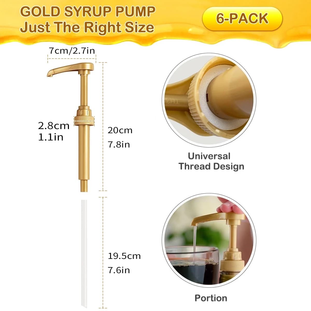 Leeseph – pompe à sirop de café, distributeur de pompe à sirop d'or pour bouteille de sirop de 750ml
