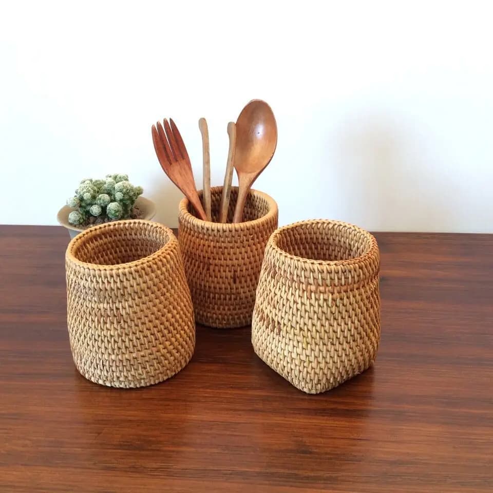 Organisateur de baguettes en rotin pour la maison, pelle, cuillères, couteaux à dîner, fourchettes, 
