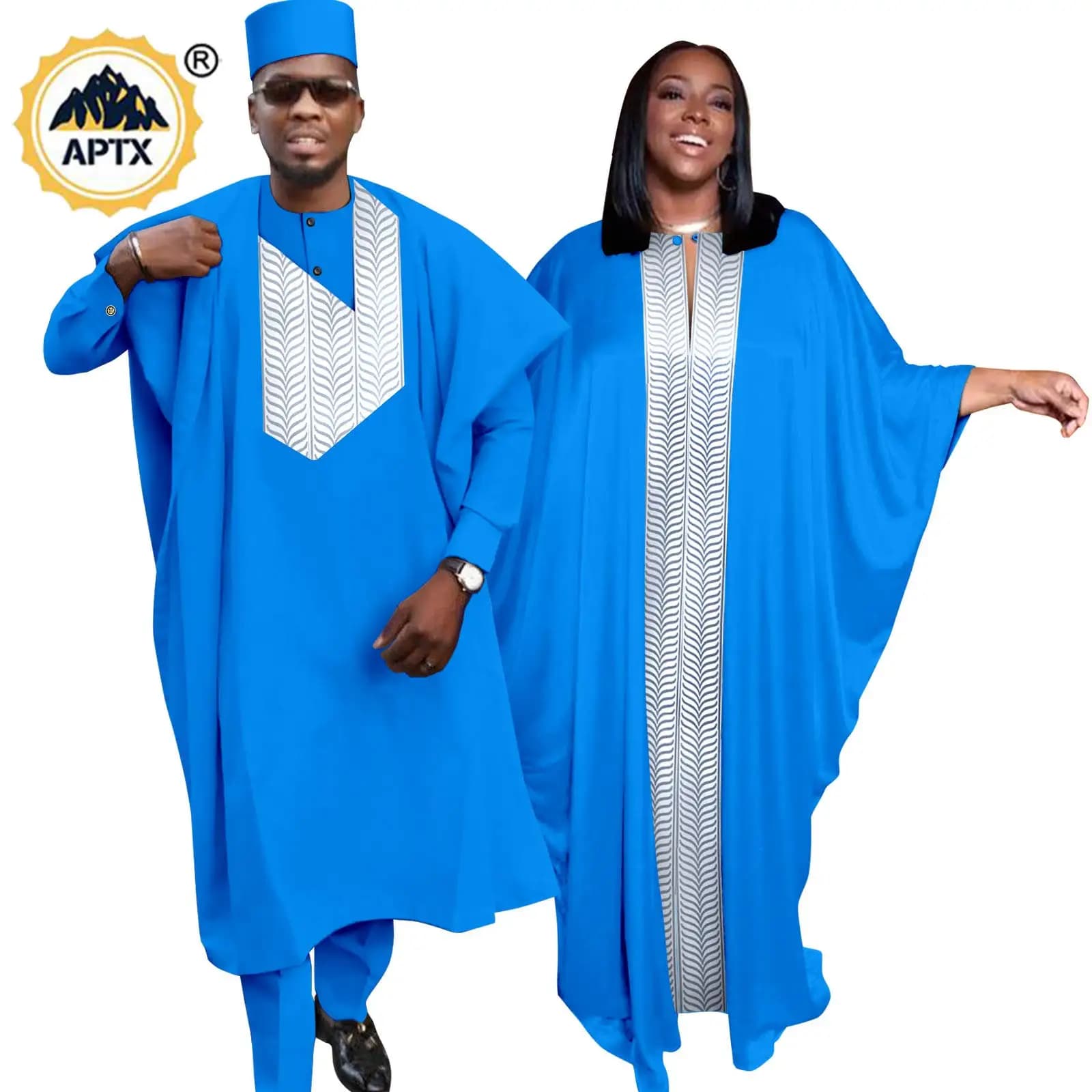 Abaya-Robes Africaines pour Femmes et Hommes, Tenues Assorties, Robes Musulmanes, Ensembles Haut et 
