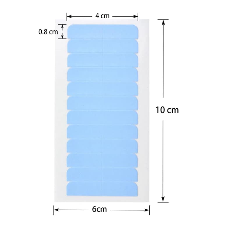 6 feuilles = 72 pièces bandes de ruban Double face pour toupet dentelle perruques adhésifs Extension