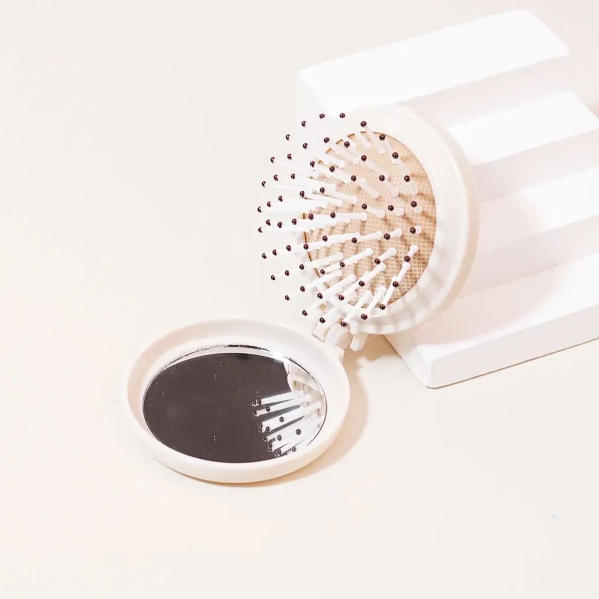 Mini miroir de massage à tête pliante, accessoires de coiffure antistatiques, brosse à cheveux porta