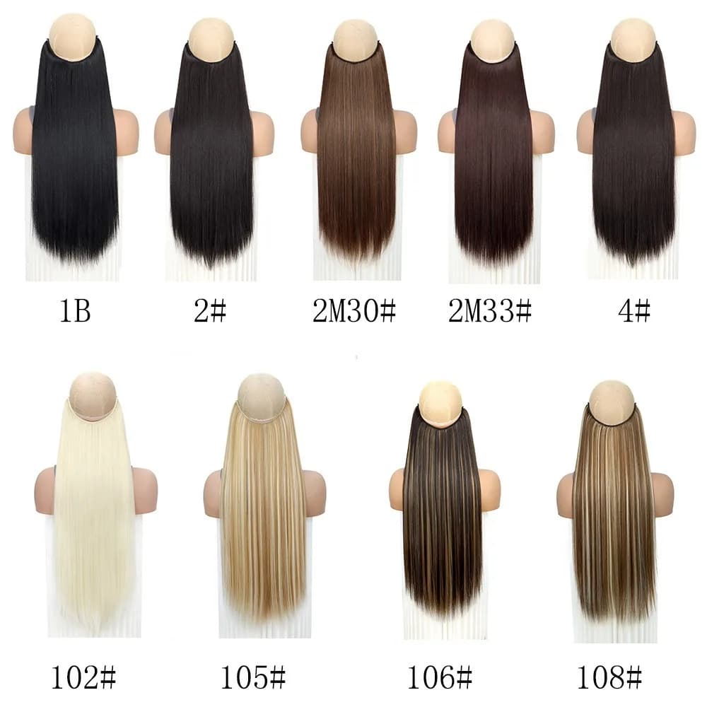 Extensions capillaires synthétiques invisibles de 24 pouces, sans Clip, avec ligne secrète, cheveux 