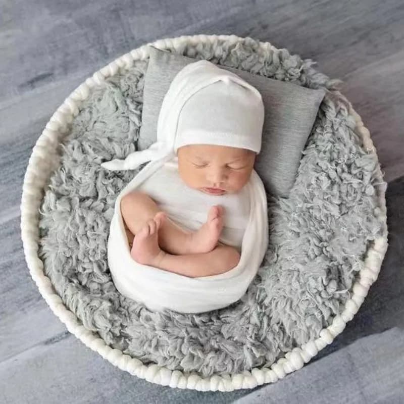 Chapeau d'emmaillotage extensible pour nouveau-né, accessoires de photographie, couverture ronde, ac
