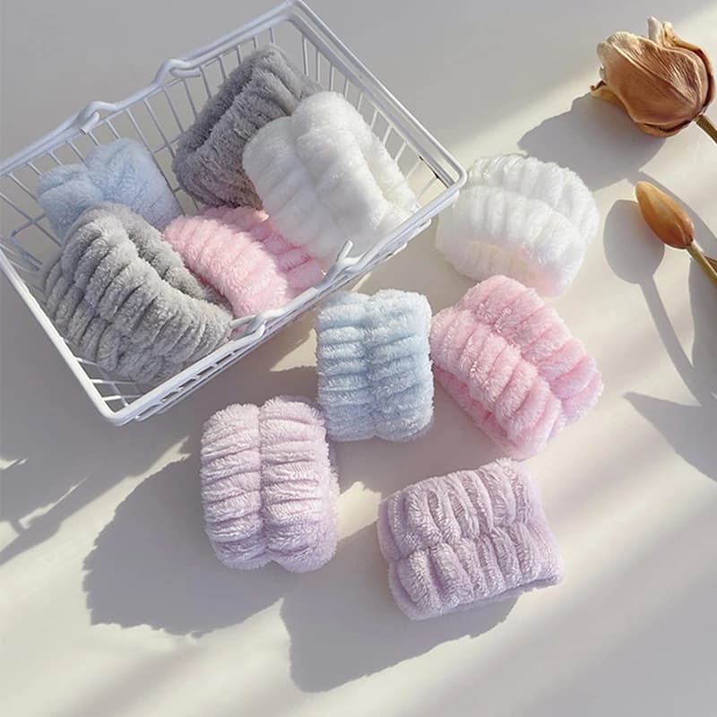 2 pièces réutilisable Spa poignet bandeau doux microfibre serviette bracelets pour laver le visage f
