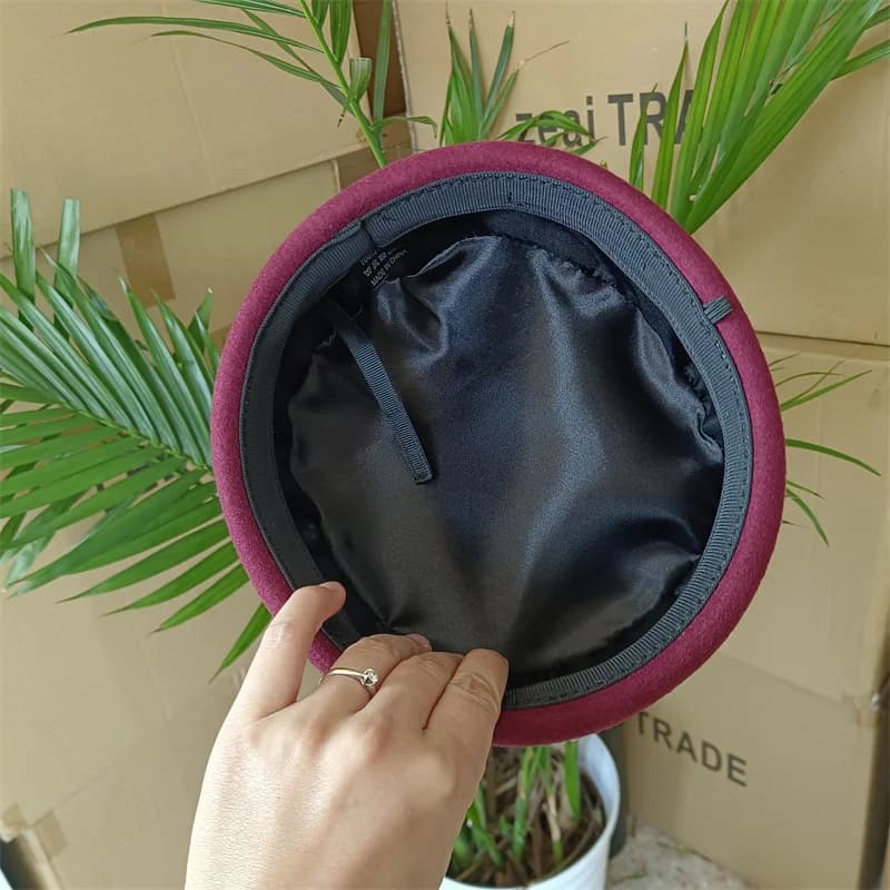 Chapeaux vintage à calotte plate pour femmes, 100% feutre de laine, bérets, chapeaux de mariage, fas