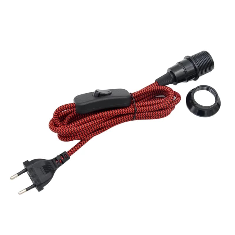 Cordon d'alimentation Standard ue de 2m avec interrupteur, support d'ampoule E14, douille de lampe p