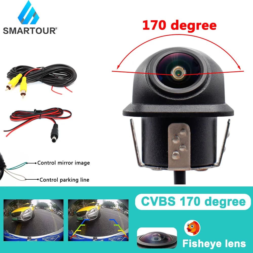 Smartour-Caméra de recul CVBS pour tous les moniteurs DVD Android, vision nocturne, lentille fisheye
