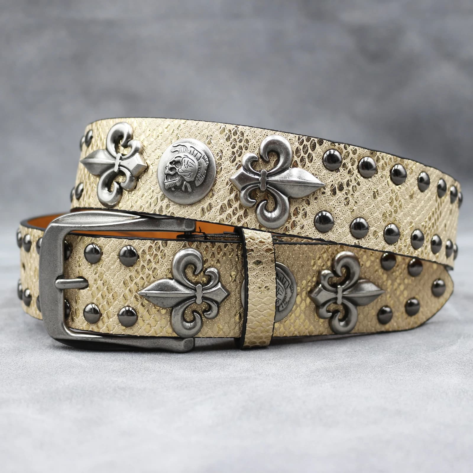 Y2K – ceinture à rivets en cuir pour femmes, croix dorée, cloutée, haute qualité, Rock, sangle pour 