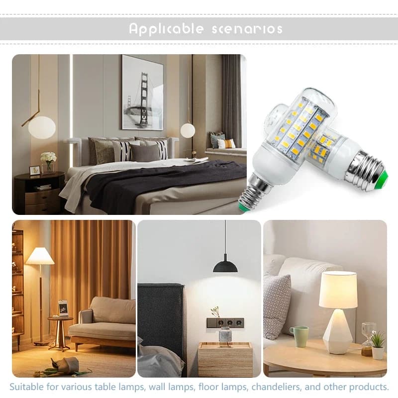 Ampoule LED E27 E14 Led bougie ampoule AC 220V Lampada Table maïs lampe Led 24 36 48 56 69 72leds Bo
