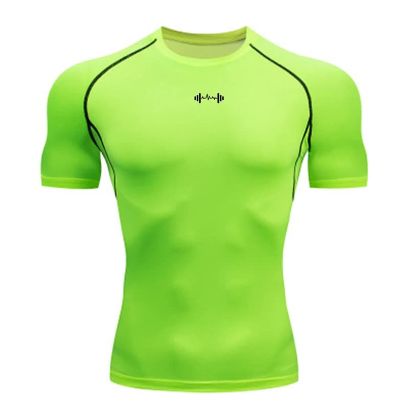 T-shirt de compression pour homme à manches courtes, absorbant, pour le sport, la gym, le fitness, l