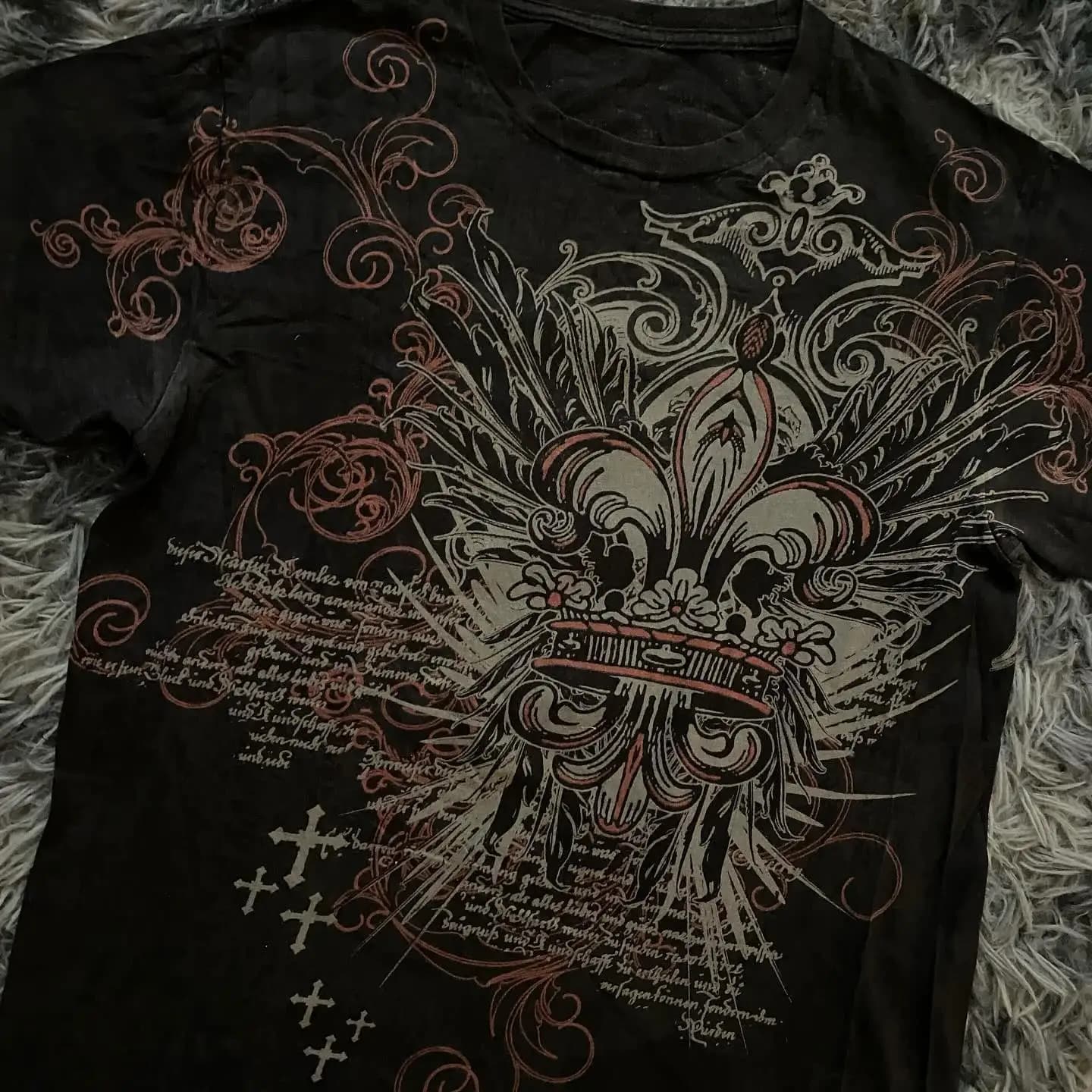 Chemise d'impression de crâne d'affliction des années 2000, haut graphique de mode, vêtements de sty