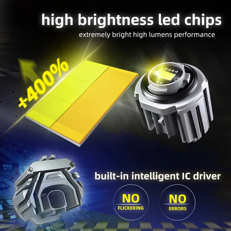 Ampoules LED antibrouillard pour voiture, 2 pièces, DRL, double couleur, blanc, jaune, avec ventilat