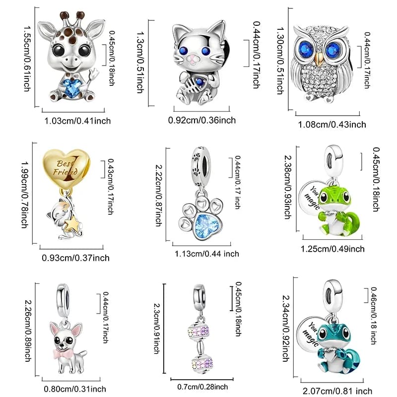 925 argent Sterling Animal haltère mignon rose chien breloques perles ajustement Bracelet à bricoler