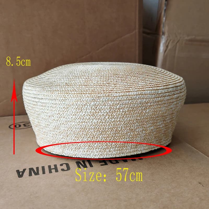 Béret plat d'été en paille pour femmes, chapeau de soleil, cercle Concave, chapeau de plage, fête De