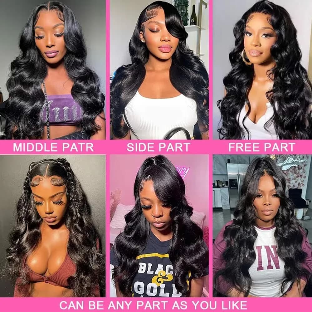Perruque Lace Front Wig Body Wave naturelle sans colle, cheveux humains, pre-plucked MeltSkins, 6x4,