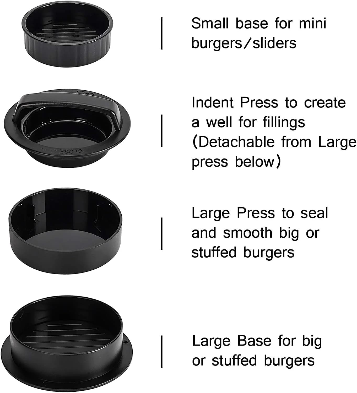 Presse à hamburgers 3 en 1, machine à galettes, antiadhésive, pour la viande, le bœuf, les légumes, 