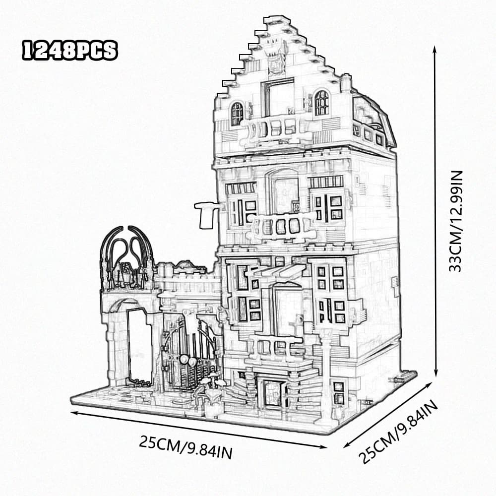 Ensemble de construction MOC Expert Créatif : Banque, Café, Coin, Modèle de ville, Briques, Dîner, L
