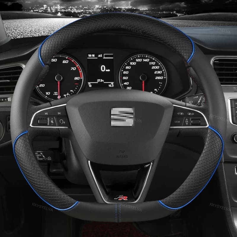 Housse de volant de voiture en cuir microfibre, 38cm, antidérapante, pour Seat Tarraco Arona Ateca I