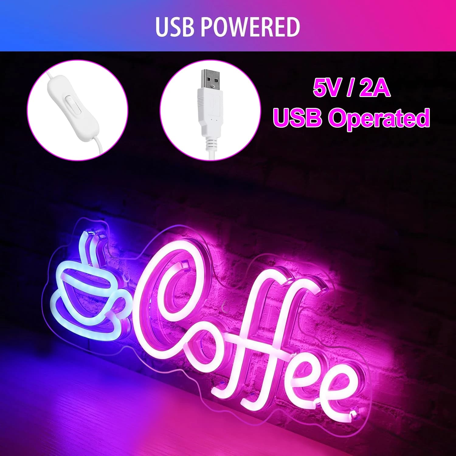 Café néon signe lumière USB/batterie Led lampes au néon pour Bar café Restaurant fête Art décoration