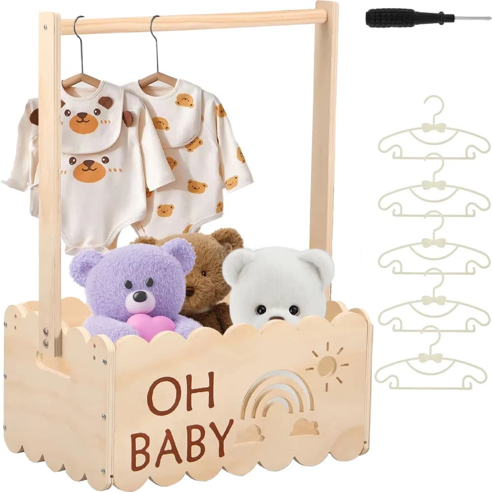 Caisse de douche en bois pour bébé, placard, panier de douche pour bébé avec poignée, panier cadeau 