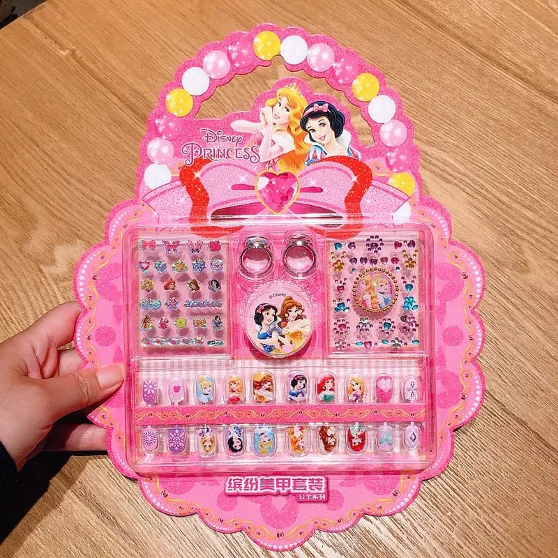 Ensemble d'autocollants pour ongles Disney pour enfants, déguisement de princesse Elsa, mignons Kawa