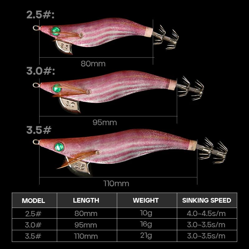 LETOYO 3.0-3.5 #   Appât de calmar lumineux gabarit de calmar leurre de pêche appât artificiel pour 