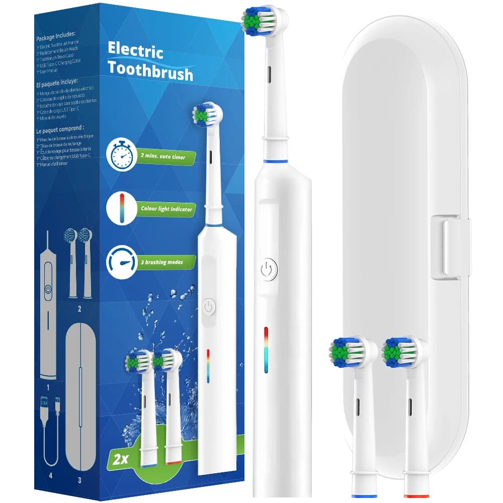 Brosse à dents électrique rotative, brosse à dents électrique rotative rechargeable rapide USB 3 mod