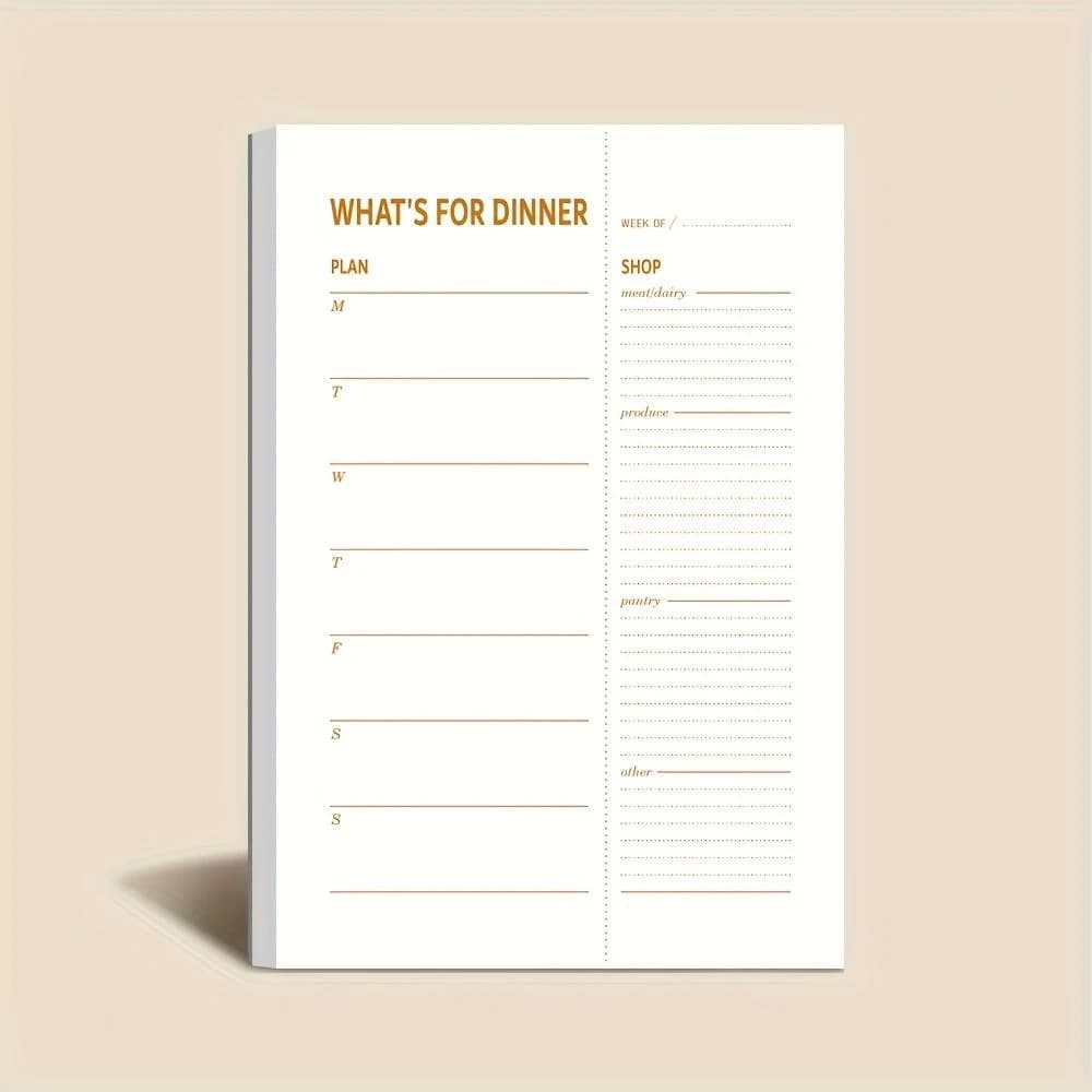 1 carnet de planification alimentaire quotidienne, 50 feuilles par carnet, liste de courses détachab