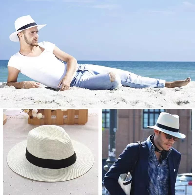 Chapeau de paille pliable pour homme, chapeau de cowboy d'extérieur ander, chapeaux de soleil de pla