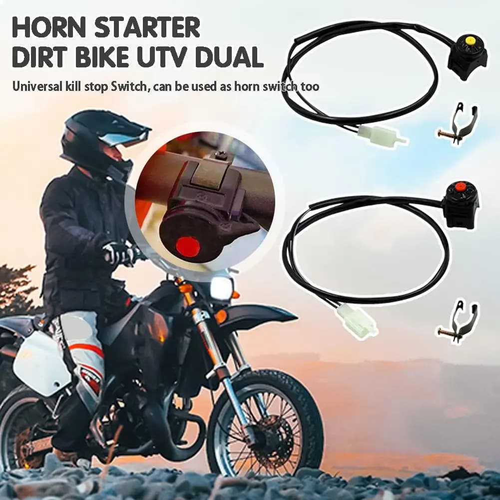 Moto tuer bouton poussoir rouge klaxon démarreur Dirt Bike ATV UTV double Sport pour 22mm (7/8 ") ba