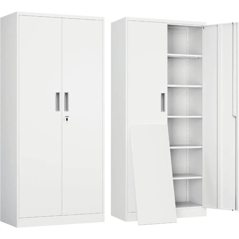 Armoire de rangement en métal avec portes verrouillables et 5 étagères réglables, armoires de rangem