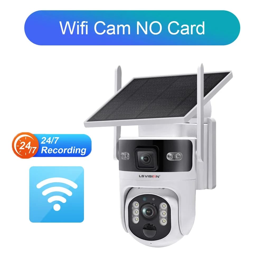 Caméra solaire LS VISION Ubox 4G AOV à double écran, WiFi extérieur, PTZ, détection PIR, suivi autom