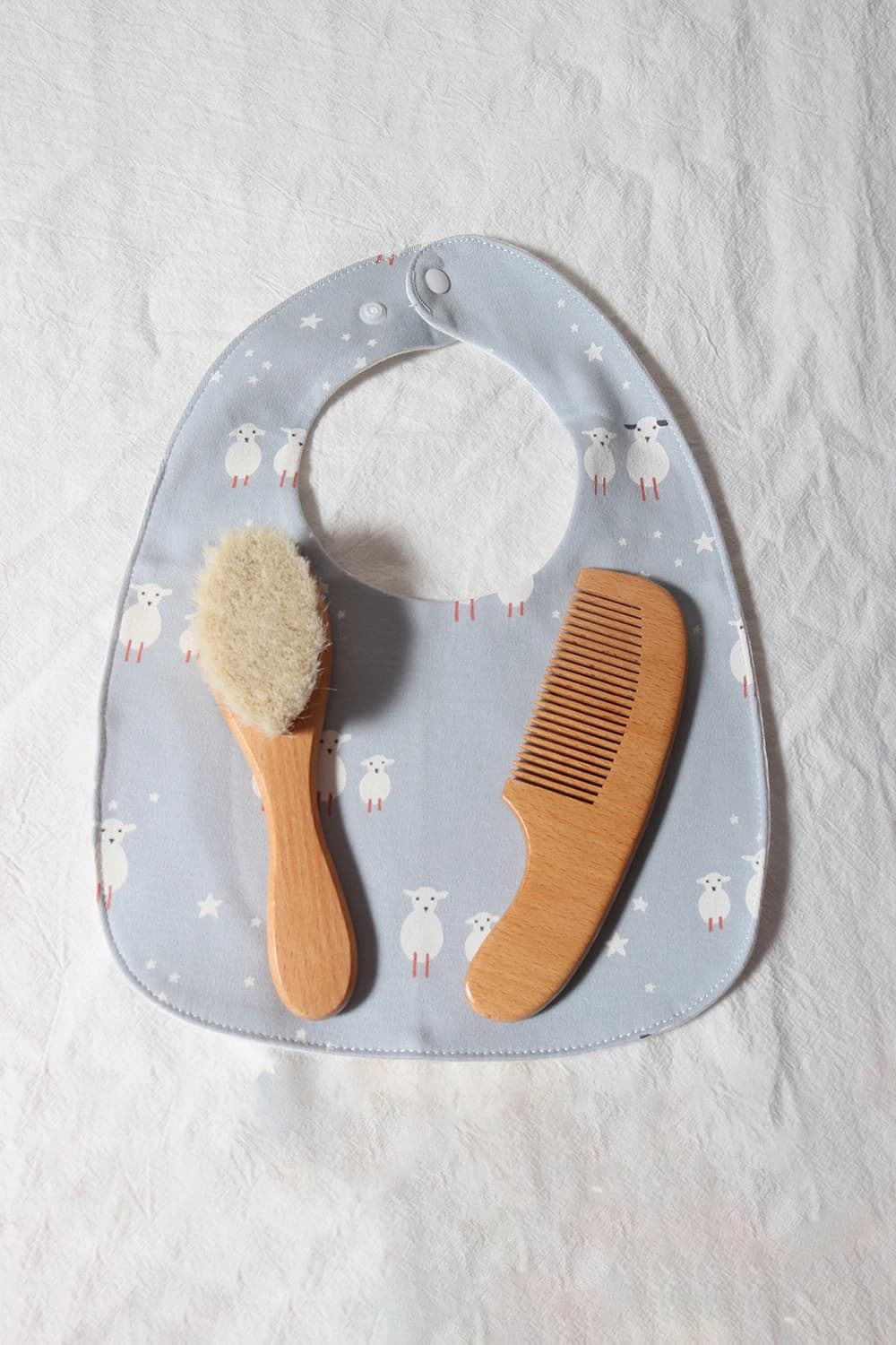 Ensemble de brosses et peignes pour bébé, coffret cadeau pour nouveau-né, laine naturelle, hêtre, pe