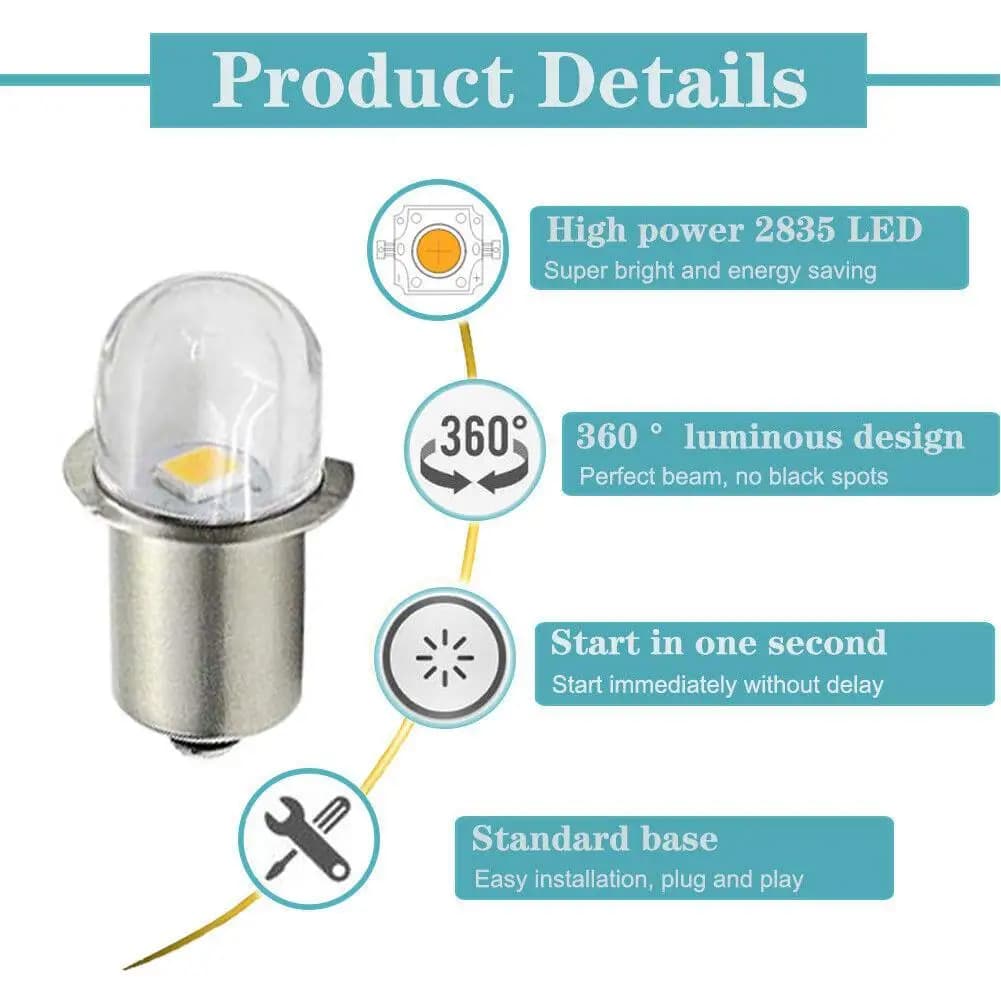Lampe Miniature LED P13.5S 12V/4.5V/6V/12V, Lumière Blanche Chaude pour Lampe de Poche, Torches de R