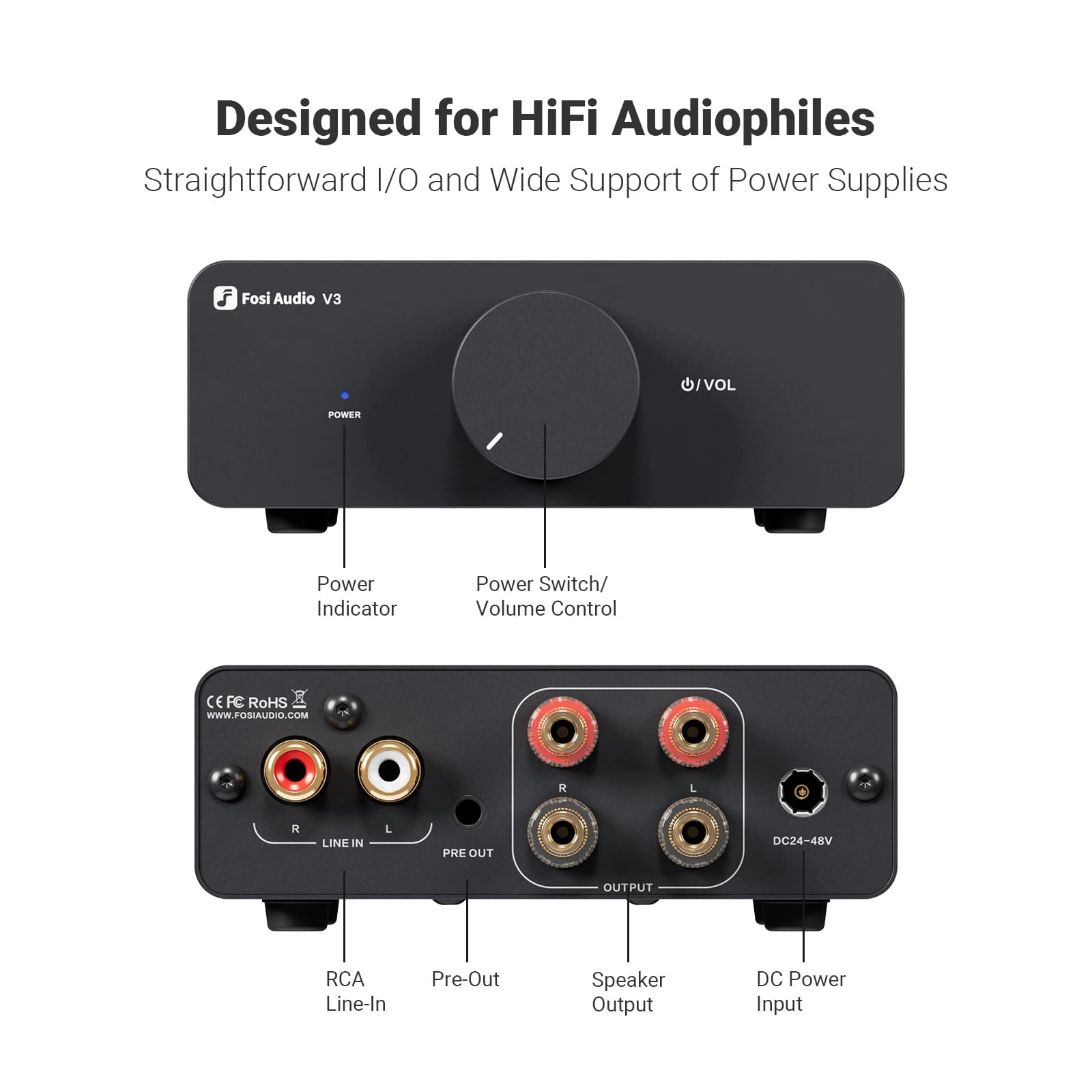 Fosi Audio V3 amplificateur de puissance stéréo 300W * 2 TPA3255 classe D Mini amplificateur Audio 2