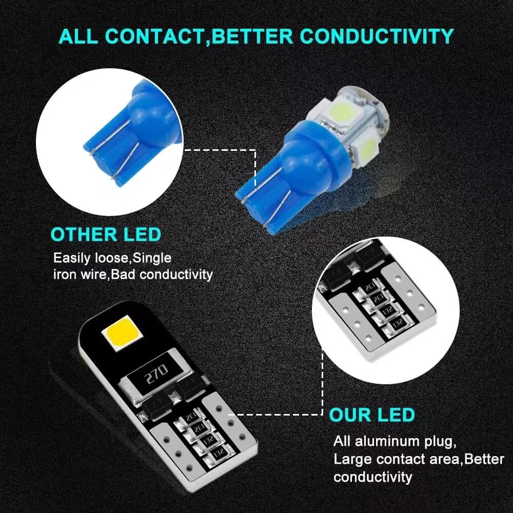 2/10 pièces W5W T10 LED Canbus sans erreur ampoule voiture intérieur lumière 194 LED lampe de signal
