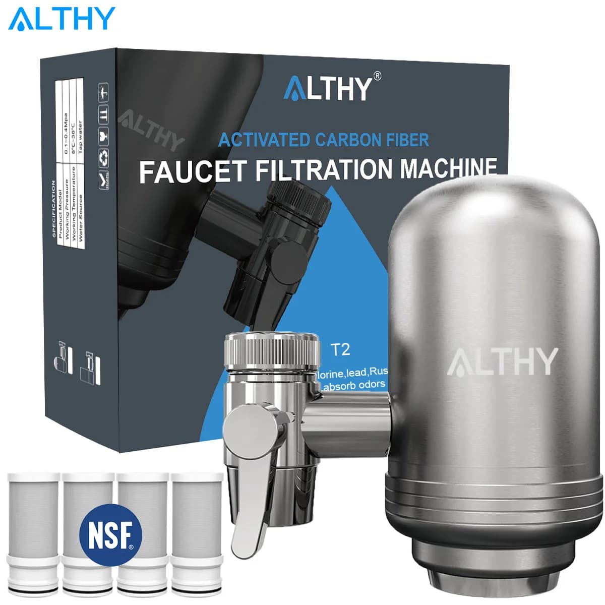 ALTHY – système de purification de filtre à eau du robinet en acier inoxydable, certifié NSF réduit 
