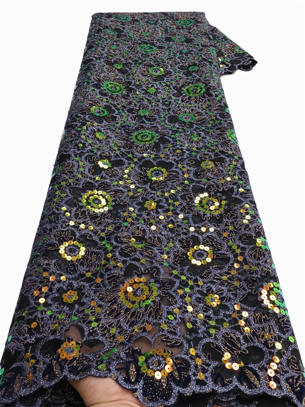 Tissu Africain en Velours et Dentelle à Paillettes, Broderie NigWin Française de Haute Qualité pour 