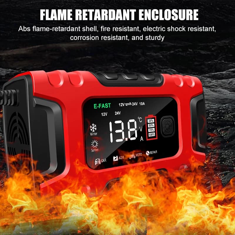 Chargeur de batterie de voiture 12V 10A et 24V 5A, entretien des impulsions, affichage LCD, charge r