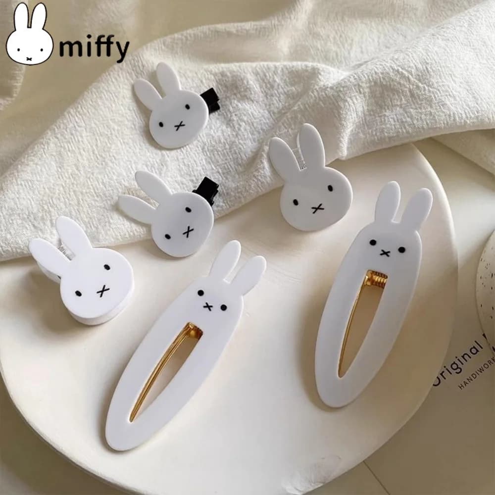 Pince de décoration de cheveux Miffy Kawaii Ins, pince à frange de princesse, lapin doux et Cool, co