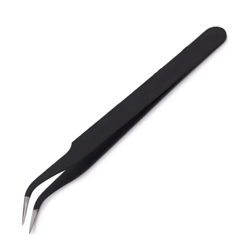 Pincettes antistatiques, pincettes noires de précision pour Nail Art et Extensions de cils, outils d