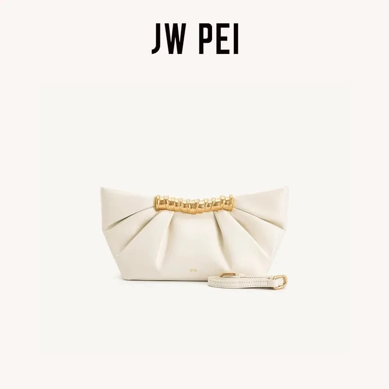 Pochette plissée JW PEI Leia en métal, sac bouffant tendance haut de gamme, sac de soirée de luxe en