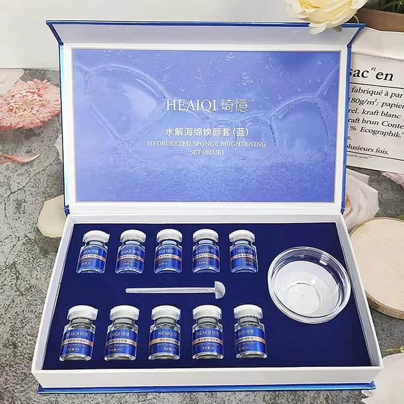 Ensemble d'éponges bleues en poudre de collagène lyophilisée, 80% microcristal, extrait naturel de S