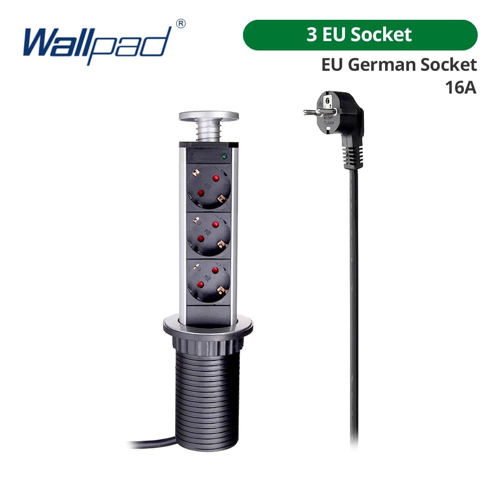 Wallpad – prise de bureau Pop-Up, 3 prises, Ports USB 2,4 a ou sans prise d'extension de 2M, corps r