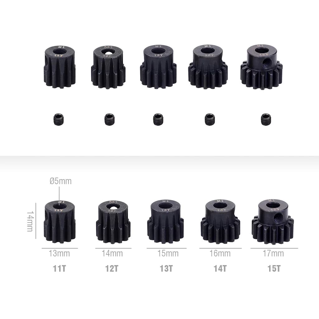 M1 5mm 11T 12T 14T 15T 17t 18t 20T 21t 22T 24T 25T 26T 28T 30T, pignon métallique en acier, engrenag