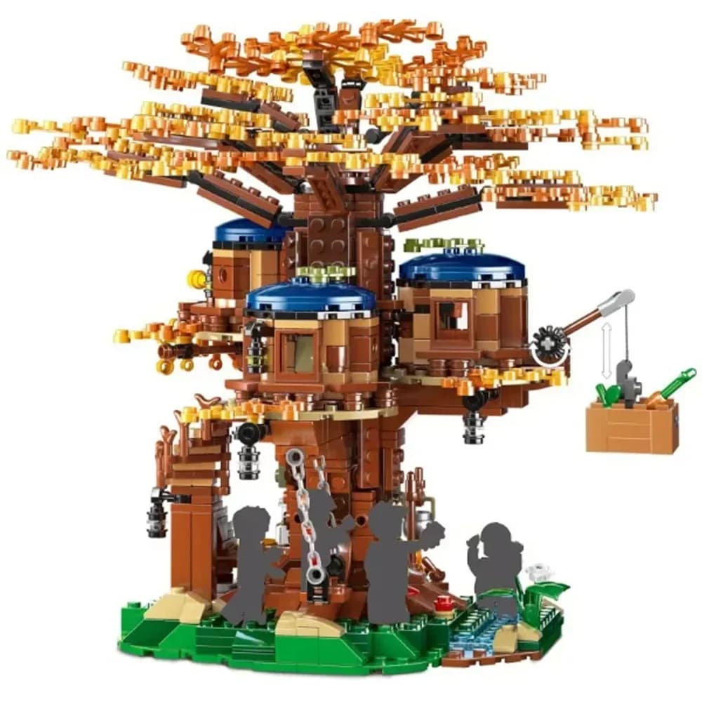 MOC 1080 pièces Maison dans les arbres des saisons Feuilles d'été et d'automne Maison dans les arbre