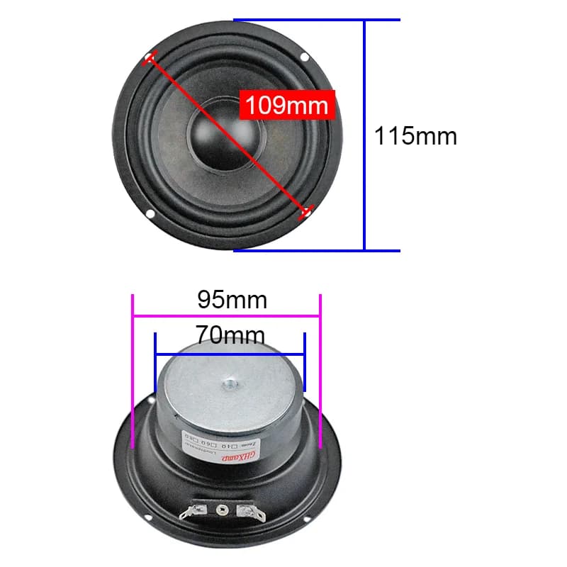 GHXAMP fermé 4 pouces 115MM haut-parleur milieu pur haut-parleur 3 voies alto voix klaxon classique 