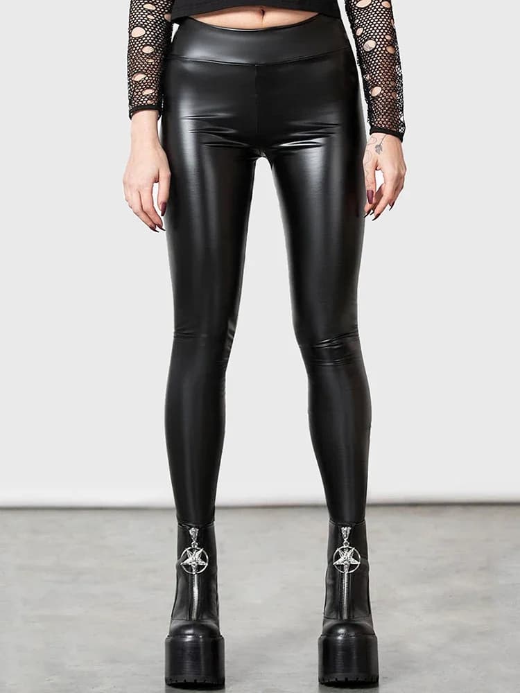 Pantalon en cuir PU extensible pour femmes, taille haute, moulant, sans couture, personnalisé, Look 