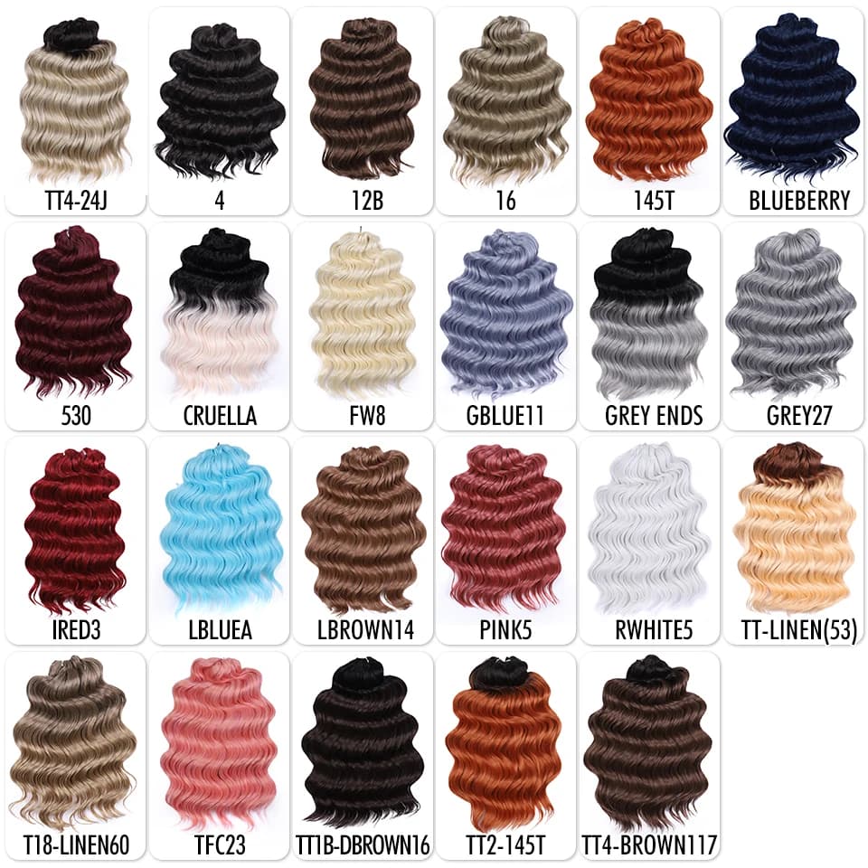 FREEDOM synthétique torsion Crochet cheveux bouclés 16 pouces vague profonde tresse cheveux Ombre Bl